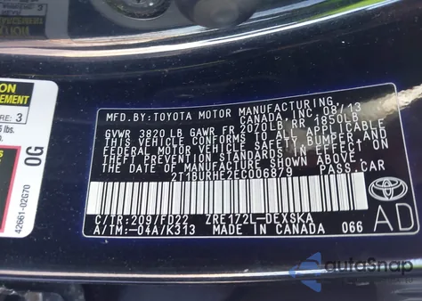 2014 Toyota Corolla S from USA, damaged, VIN 2T1BURHE2EC006879